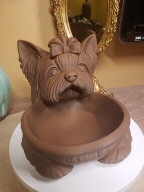 Hand Crafted Yorkie Dog Bowl / Planter / Jewelry or Keepsake Dish NWT!